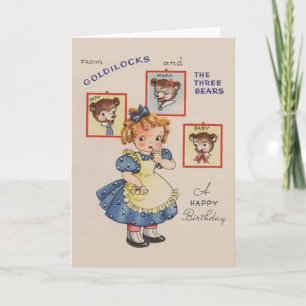 Vintage Goldilocks och tre års födelsedagskort Kort
