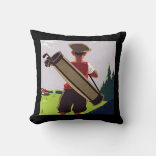 Vintage Golf Caddy Artwork Pillow Kudde