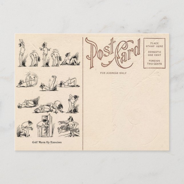 Vintage Golf Exercises vykort (Framsida)