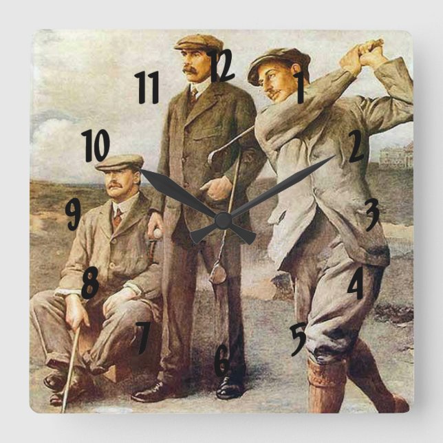 Vintage Golf Fyrkantig Klocka (Framsida)