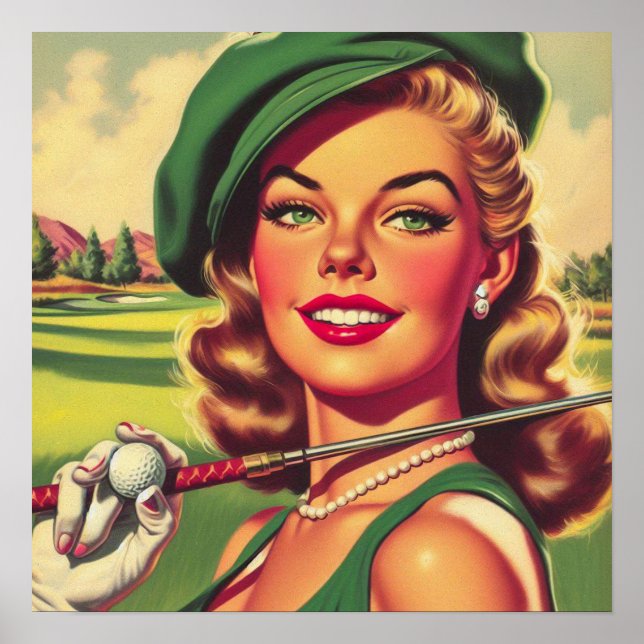 Vintage Golf Girl Poster (Framsidan)