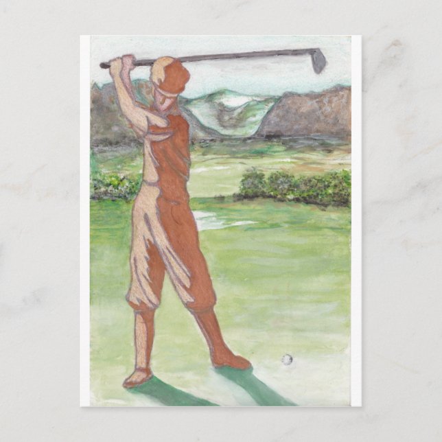 Vintage Golf-hälsningskort Vykort (Framsida)