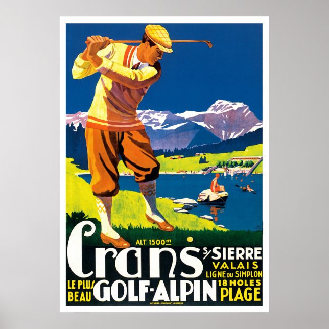 Vintage Golf i Schweiz Poster (Framsidan)