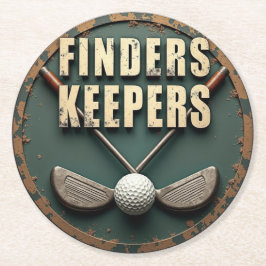 Vintage Golf Klubb and Boll Finders Keepers Underlägg Papper Rund