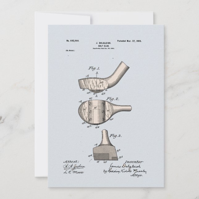 Vintage Golf Klubb Patent Blank Greeting Card (Framsida)