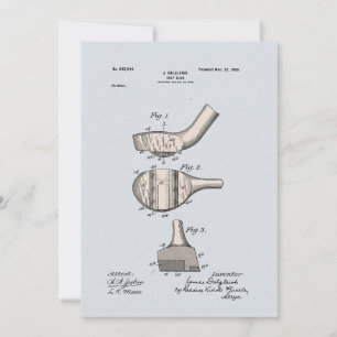 Vintage Golf Klubb Patent Blank Greeting Card