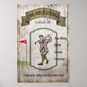 Vintage Golf Klubb-tecken Poster