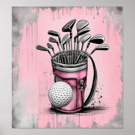 Vintage Golf Klubbs Art-utskrift Poster