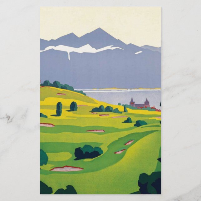 Vintage Golf Lausanne City Sjö Schweiz (Framsida)