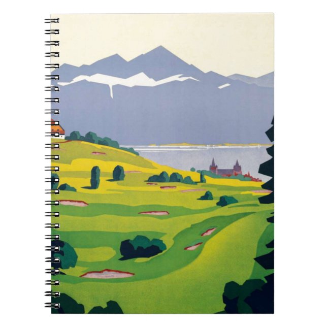 Vintage Golf Lausanne City Sjö Schweiz Anteckningsbok (Framsidan)