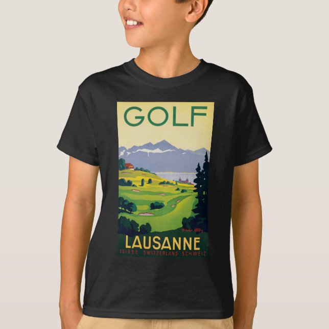 Vintage Golf Lausanne City Sjö Schweiz Tee (Framsida)
