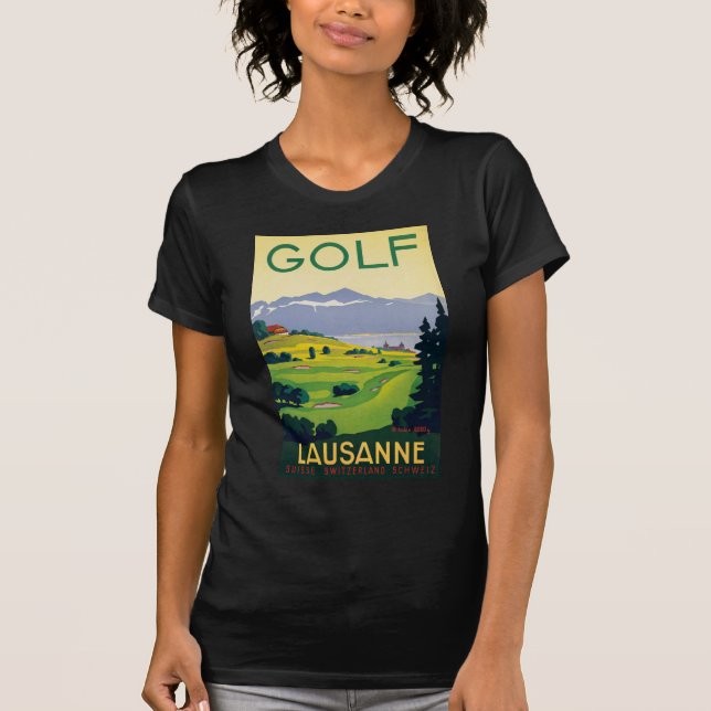 Vintage Golf Lausanne City Sjö Schweiz Tee Shirt (Framsida)