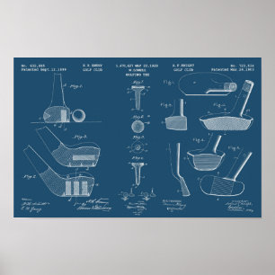 Vintage Golf Patent Poster 2 cyanografi