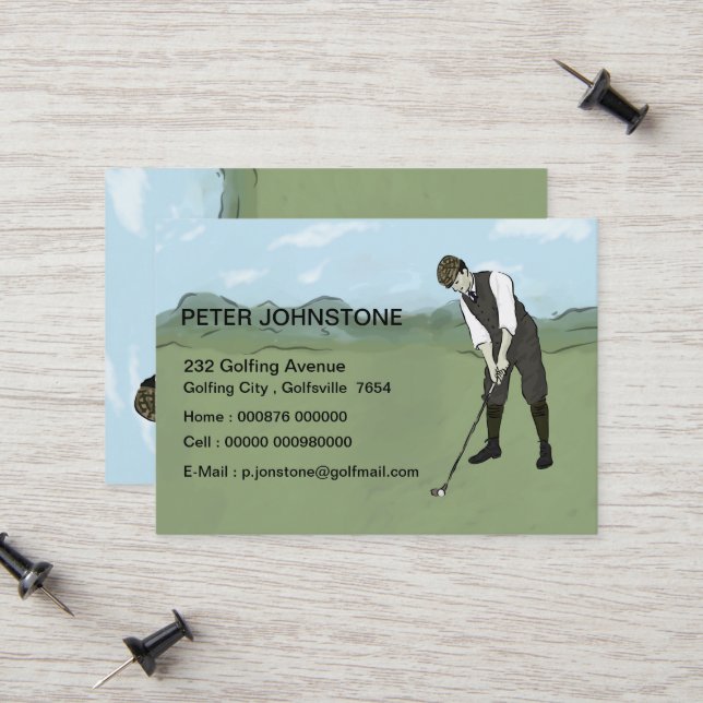Vintage Golf-spelare, kontaktekort (Fram/Back In Situ)