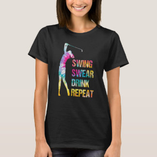 Vintage Golf Swing Swear Drink Repeat Kärlek Golfi T Shirt