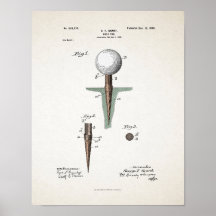 Vintage Golf Tee Patent 1899 Poster