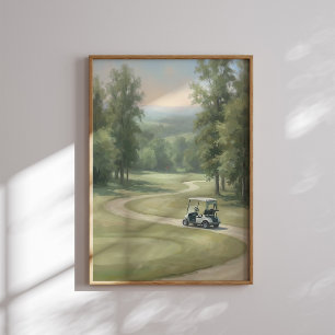 Vintage Golfbanans väggkonst med vagn