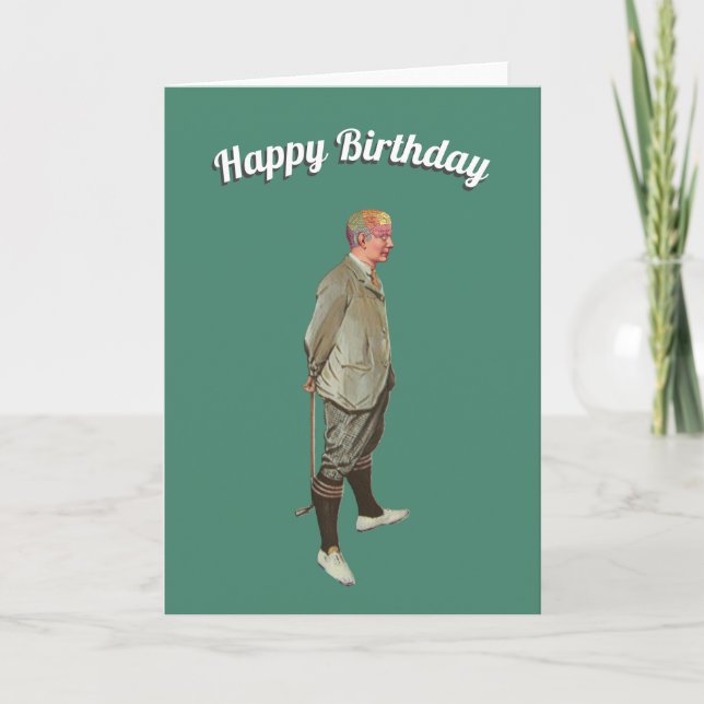 Vintage Golfer Birthday Helgkort (Framsida)