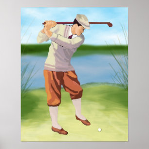Vintage Golfer från Riverbank Poster