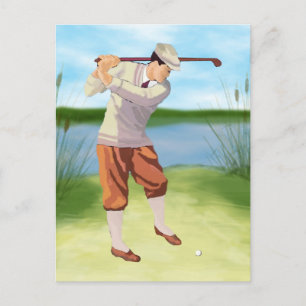 Vintage Golfer från Riverbank Vykort