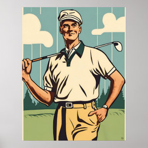 Vintage Golfer - Golf Art-utskrift Poster