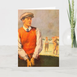 Vintage Golfer Greeting Card Helgkort