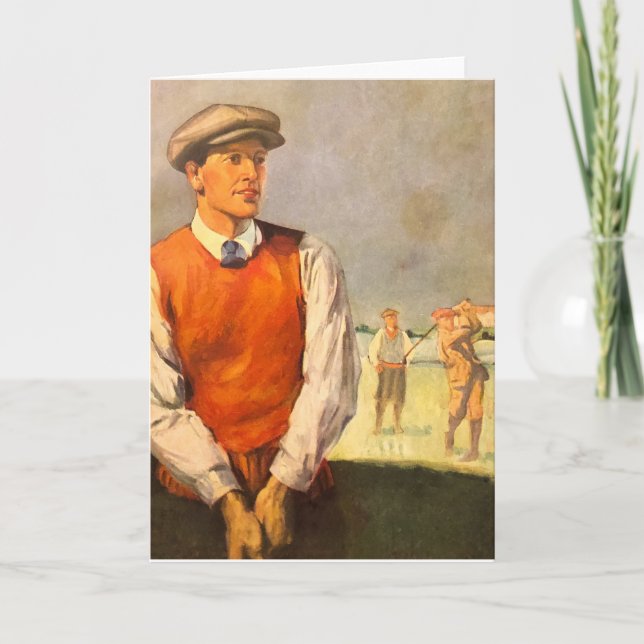 Vintage Golfer Greeting Card Helgkort (Framsida)