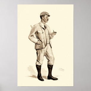 Vintage Golfer med tobaksrök och rötter Poster