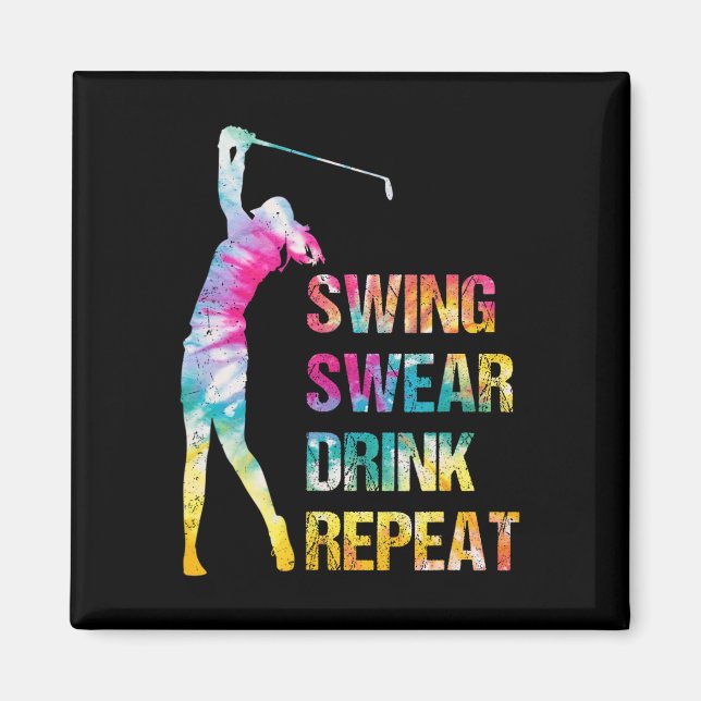 Vintage Golfsväng Svär Drick Upprepa Kärlek Golfan Magnet (Framsidan)
