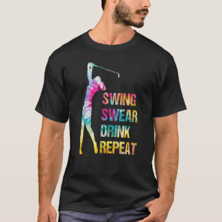 Vintage golfsving Svärja Drick Upprepa Kärlek Golf T Shirt