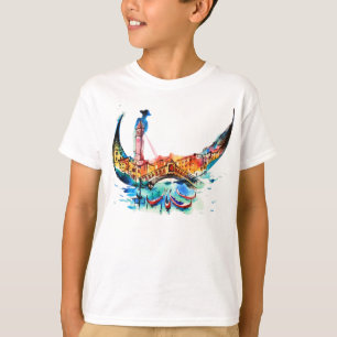 Vintage Gondola Venice City Travel Kärlek Watercol T Shirt