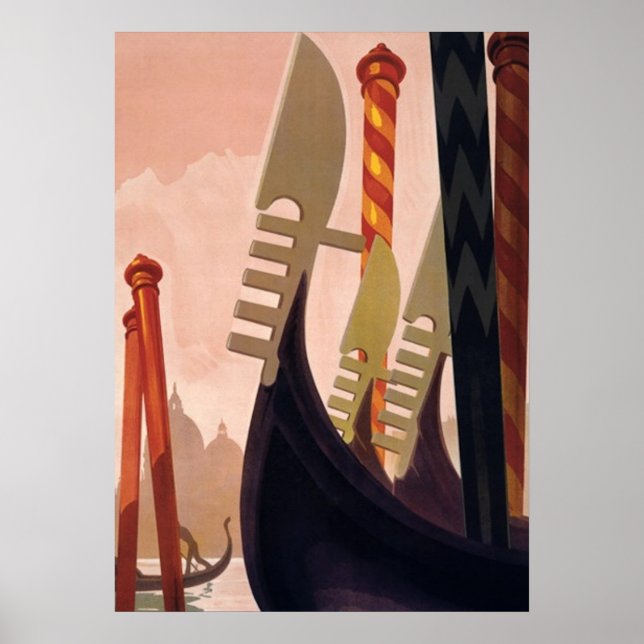 Vintage Gondolas Grand Canal Venice Italien Travel Poster (Framsidan)