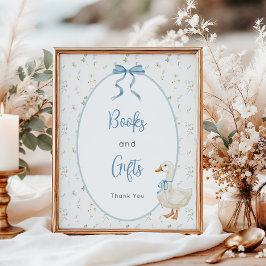 Vintage Goose Baby Shower Bokar och presenter Poster