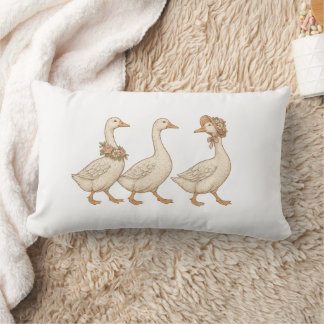 Vintage Goose Parade Throw Pillow Farmhouse Decor Lumbarkudde