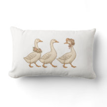 Vintage Goose Parade Throw Pillow Farmhouse Decor