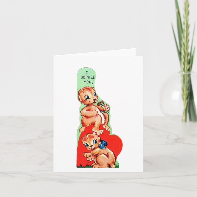 Vintage Gopher Valentine Kort (Framsida)