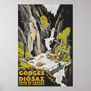 Vintage Gorges de la Diosaz Chamonix Frankrike Res Poster