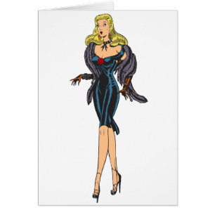 Vintage Gorgous Glamor Girl Retro Blonde Pinup Hälsningskort