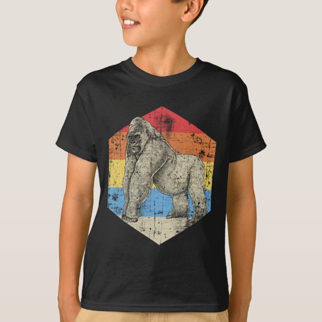 Vintage Gorilla Art Safari Animal T Shirt (Framsida)