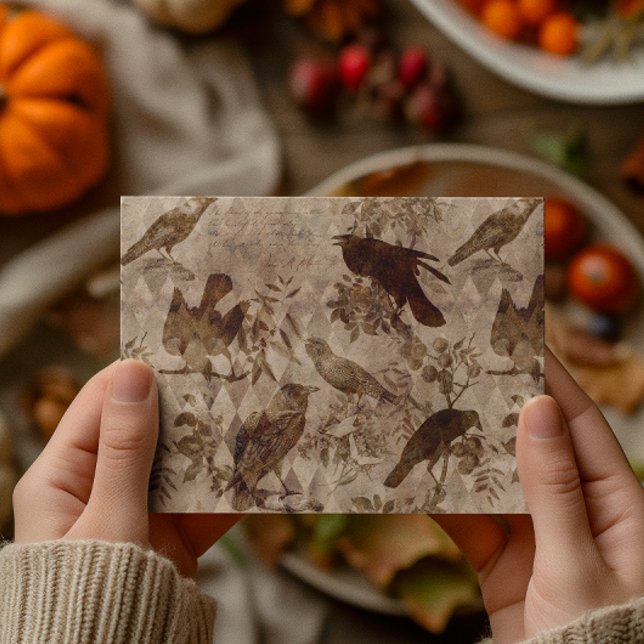 Vintage Goth-decoupagekråka Vykort (Skapare uppladdad)