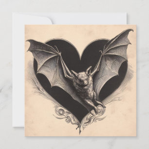 Vintage Goth Fladdermus Valentine Gotisk Retro Kort