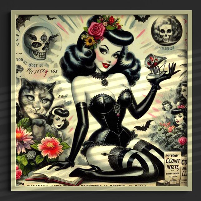 Vintage Goth Girl Illustration Poster (Skapare uppladdad)