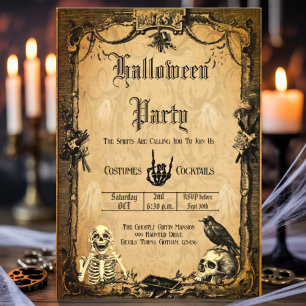 Vintage Goth Halloween-inbjudan till taloky-Anpass Inbjudningar