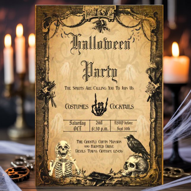 Vintage Goth Halloween-inbjudan till taloky-Anpass Inbjudningar (Skapare uppladdad)