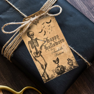 Vintage Goth Halloween Spooky Party Mörk Macabre Presentetikett