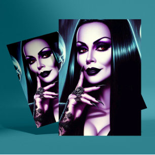 Vintage Goth Kvinna Vykort