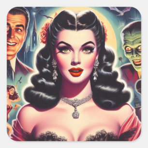 Vintage Goth Pin-up Fyrkantigt Klistermärke