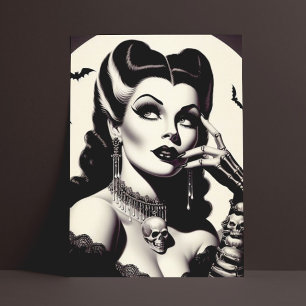Vintage Goth Pin-up Vykort