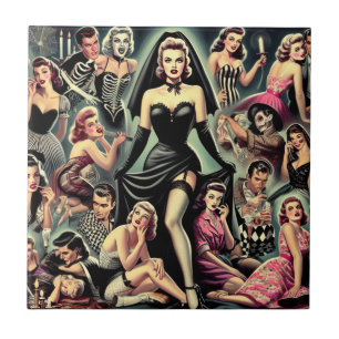 Vintage Goth Pin-UPS Kakelplatta