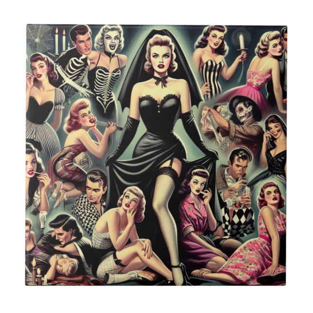 Vintage Goth Pin-UPS Kakelplatta (Framsidan)